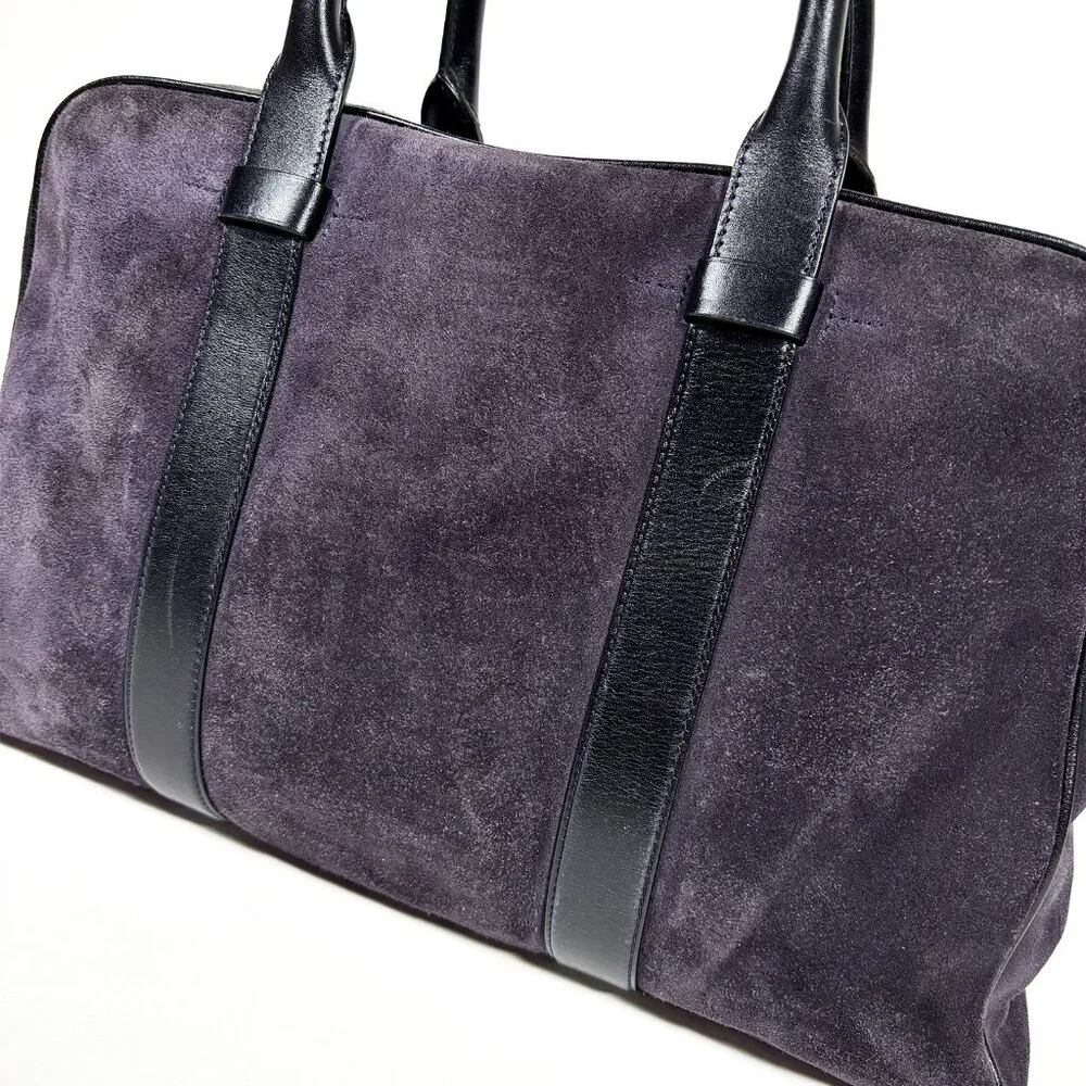 TOM FORD Men's Buckley Briefcase Suede Weekend Bag Plum